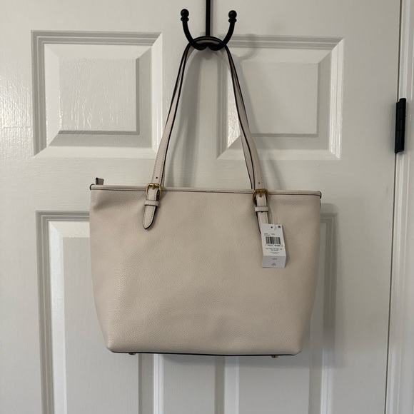 Coach Polished Pebble Leather Taylor Tote with C Dangle Charm - Picture 1 of 13
